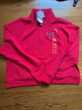 NWT NHL Washington Capitals Red Quarter-Zip Pullover Sweatshirt Cropped sz M